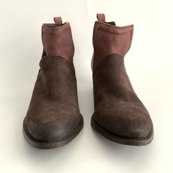 Journee Signature Dempsy Distressed Leather Bootie Burgundy Brown 8.5 - Picture 4 of 13